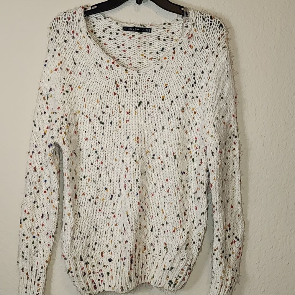 Doe & Rae Ivory Colorful Polkadot Sweater Size Sm, NWOT